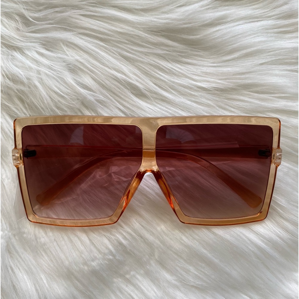Boutique Square Tan Oversized Sunglasses